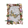 Antique Enamel Floral Bird Photo Frame Rhinestones Accent Tabletop