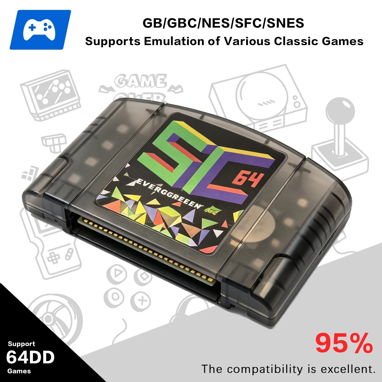 SC64 FlashCard Open Source 10000 in 1 N64 Game Cartridge For Nintendo 64 Video Game Console Compatibility N64/64DD/SNES/GB Games Zpaxo