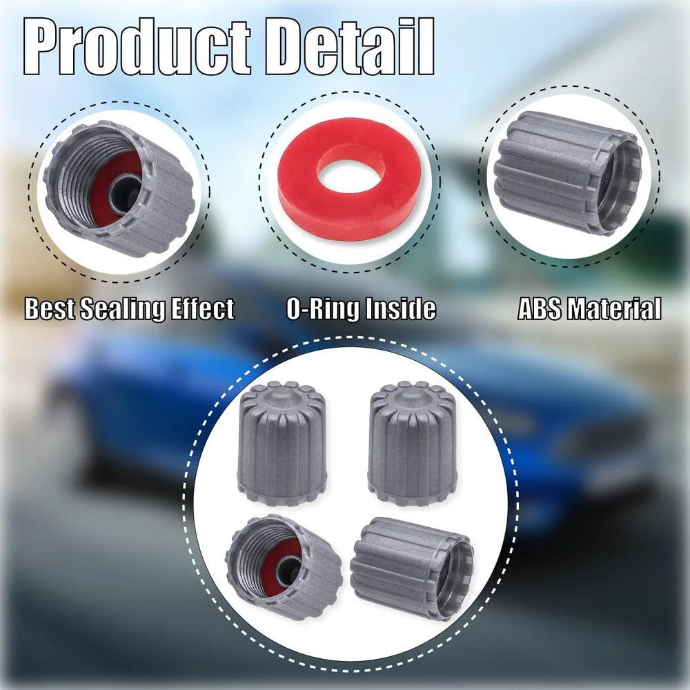 15-Pack TPMS Tire Valve Stem Caps with O-Ring Seal – Universal