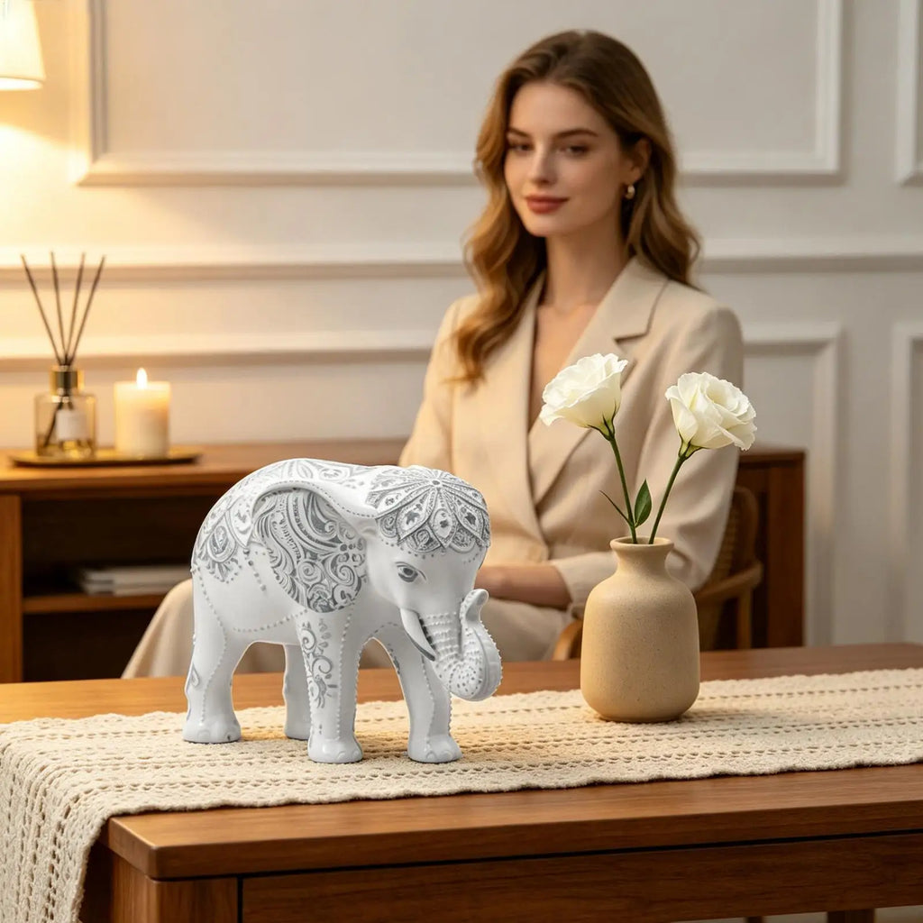 Elephant Statue Resin Decorative Collectible Health Strength Home