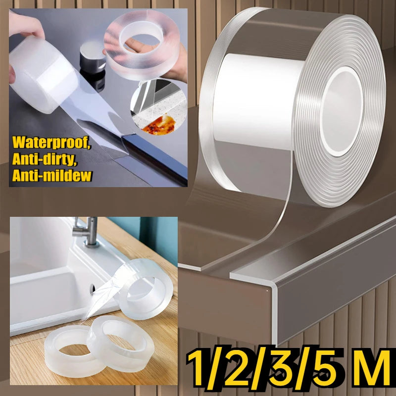 1/2/3/5M Nano Tape Tracsless Double Sided Tape Transparent No Trace Reusable Waterproof Adhesive Tape Cleanable Home Zpaxo