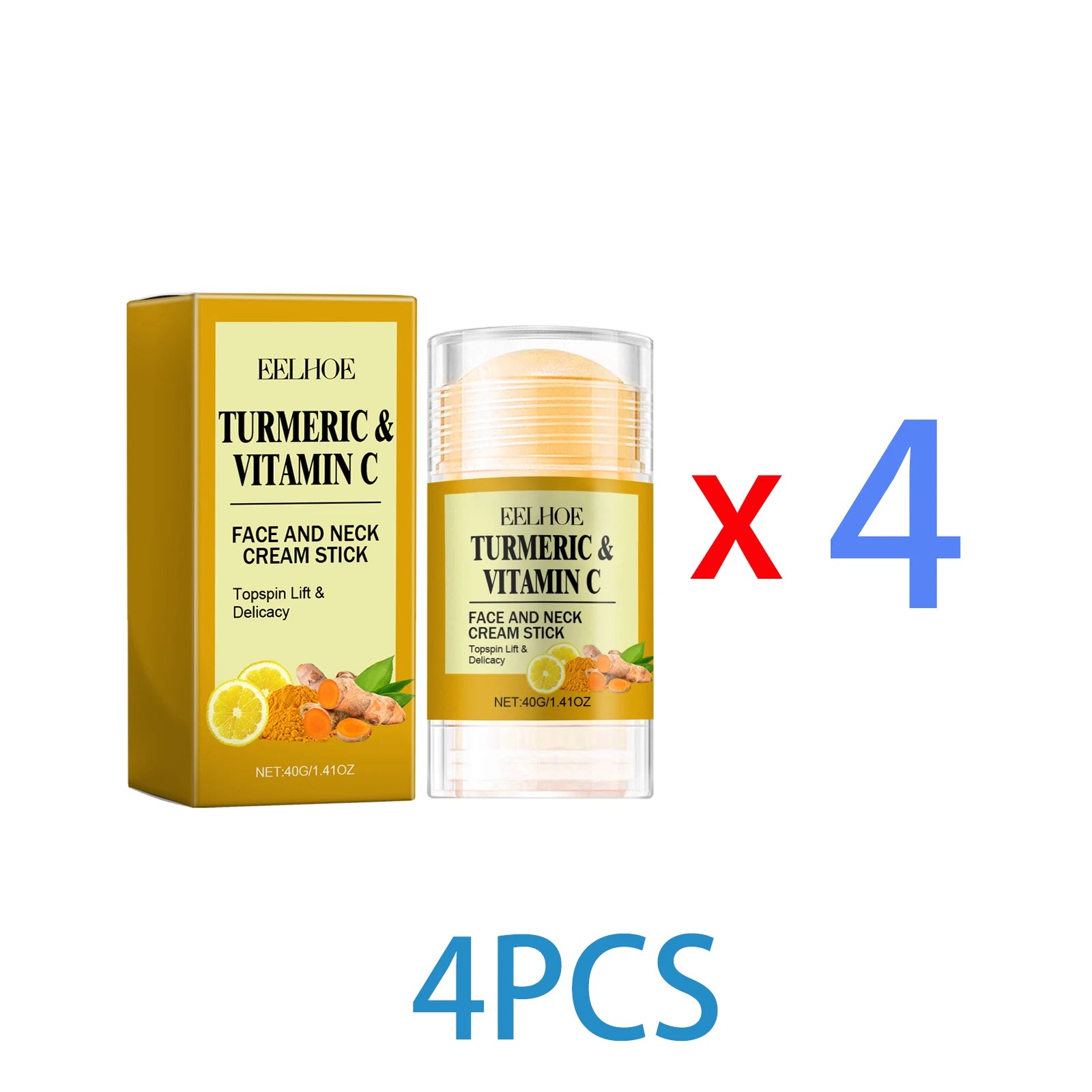 Turmeric Face and Neck Firming Cream Stick for Wrinkles Dark Spot Hydrating Anti Aging Skin Tightening Moisturizer for Women Men Zpaxo 4PCS