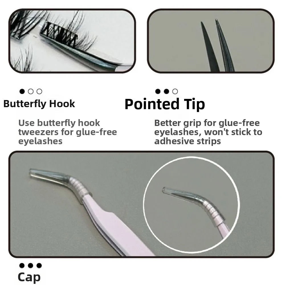 Straight Tweezers Stainless Steel Purple Eyelash Curler Curved Eye Zpaxo
