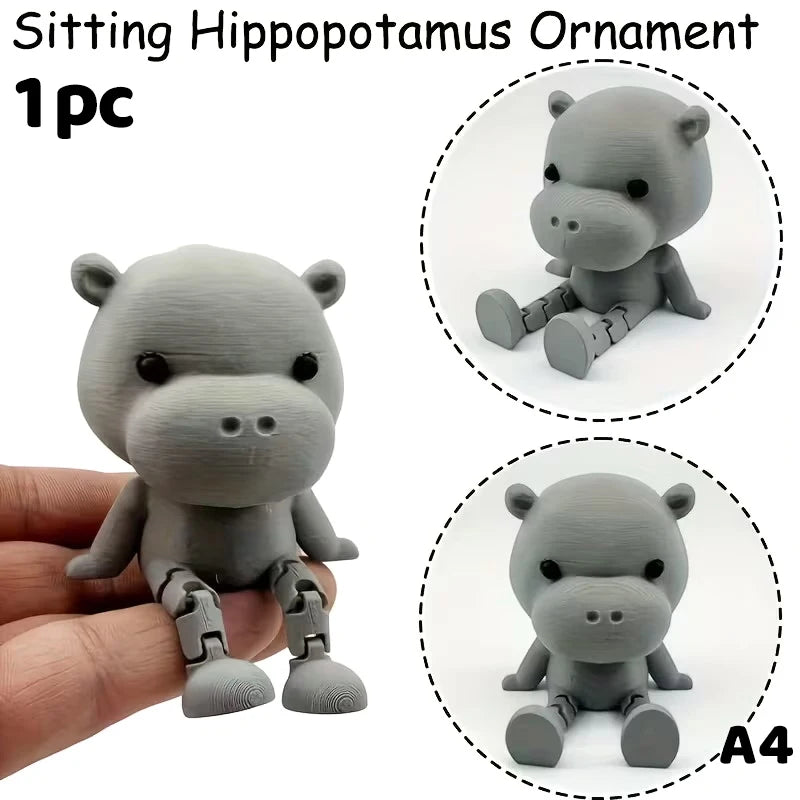 3D Printed Rabbit Ornament With Movable Joint Posable Doll Figure Fox Bear Hippo Statue Desktop Decor Holiday Gift Easter Decor Zpaxo A4