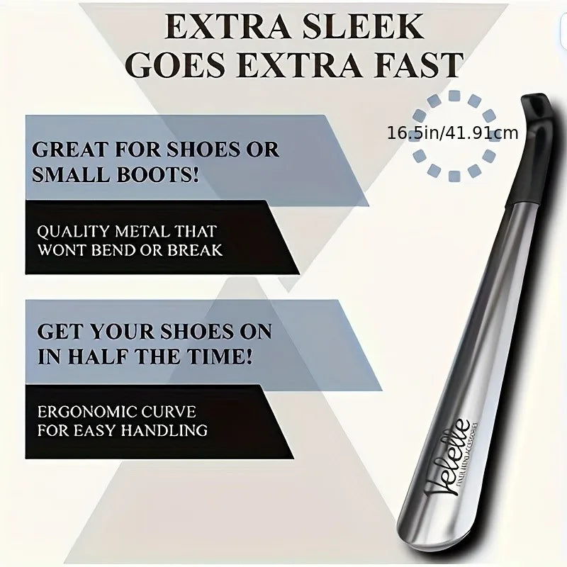 16 5-inch Stainless Steel Pair Shoehorn Black Handle Makes It Easy