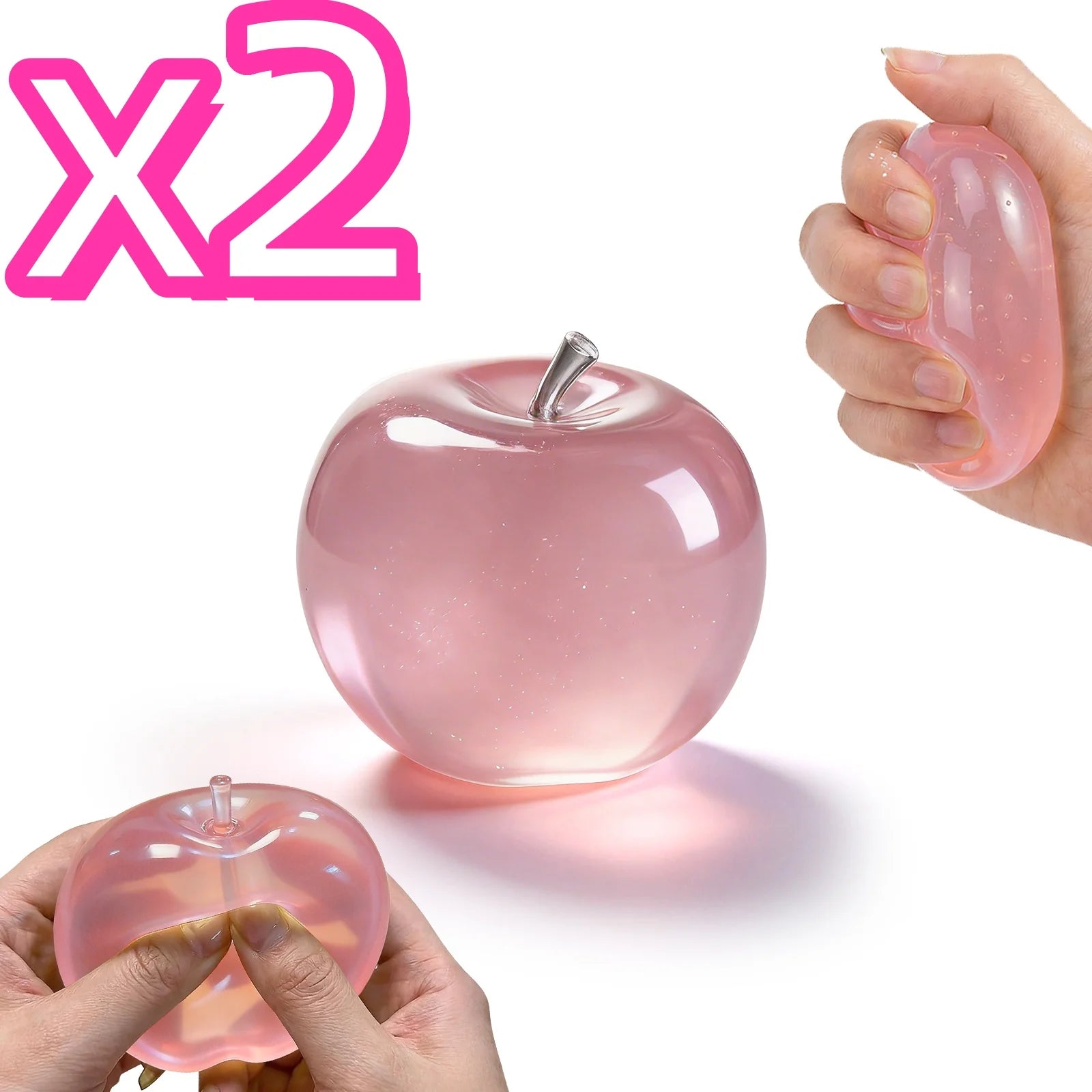 Squishy Pink Apple Stress Ball Fidget Sensory Toy – Kids & Adults Squishy Stress Ball Zpaxo 2 pcs