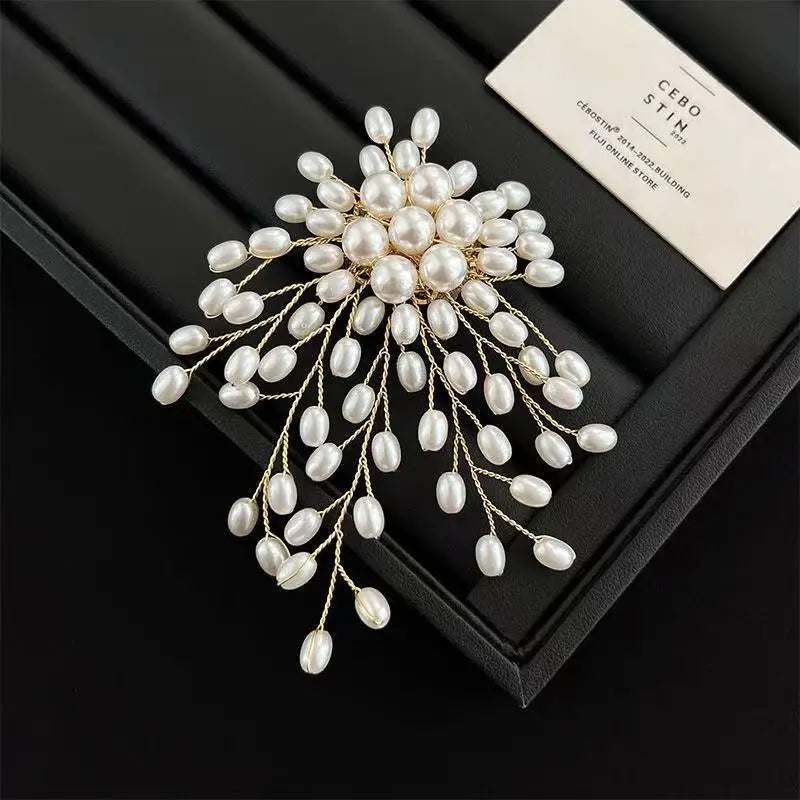 Pearl Firework Flower Brooch | Alloy Corsage Pin & Accessory