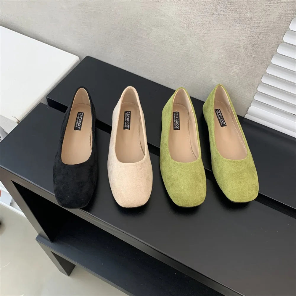 Women Flats Slip Flat Shoes Candy Woman Boat Black Loafers Faux Suede
