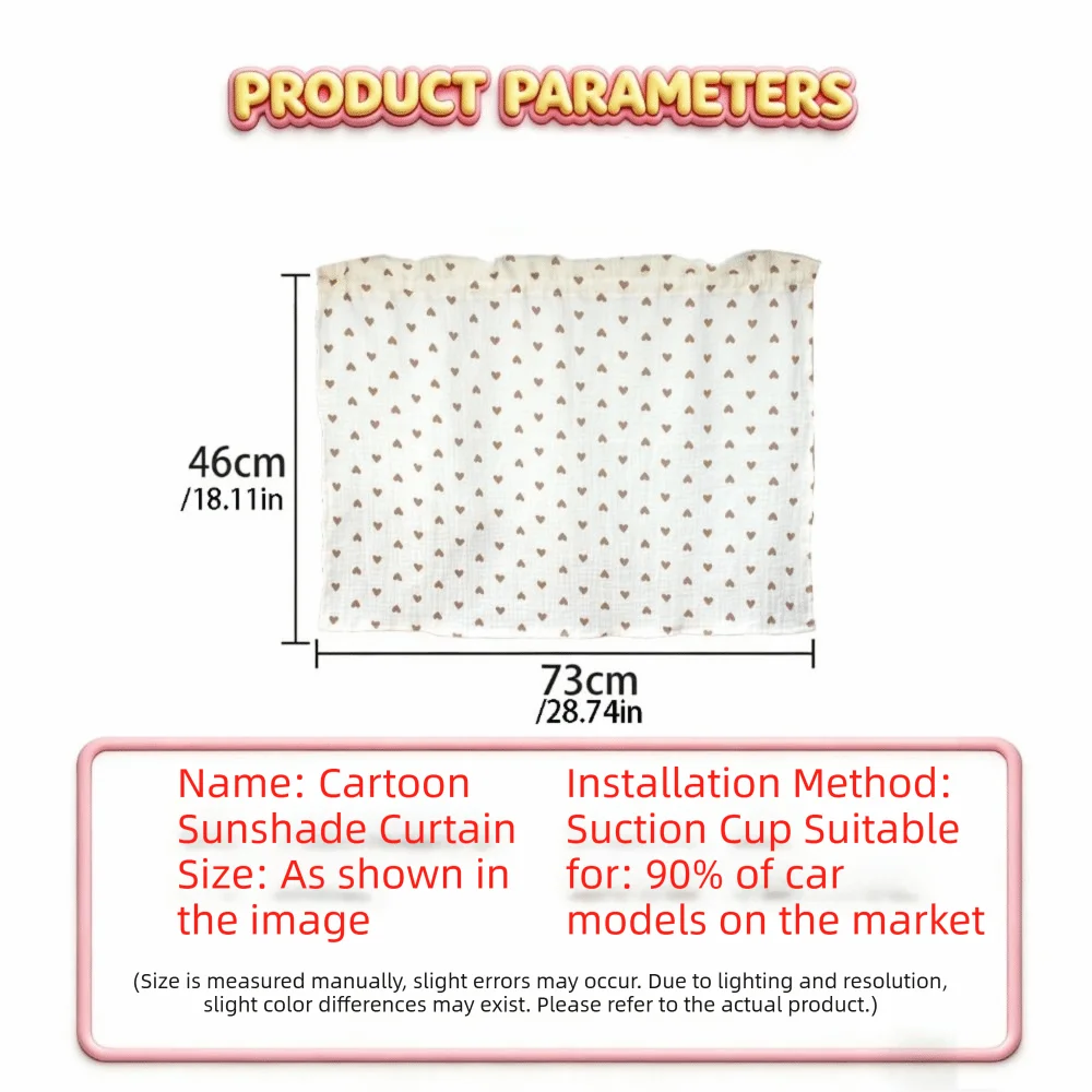 Universal Suction Cup Car Curtains Cute Cartoon UV Protection Zpaxo