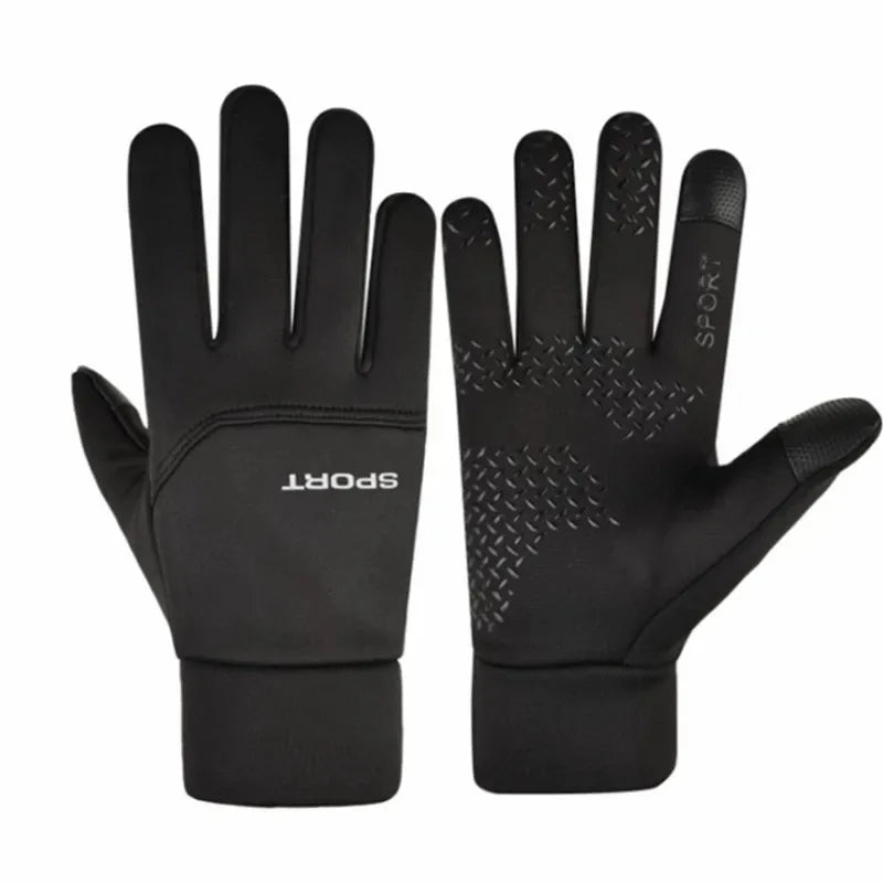 Outdoor Winter Warm Sports Runing Gloves Screen Touch Non-Slip Cycing Skiing Windproof Waterproof Full Finger Gloves Unisex Zpaxo ST007-Black XL