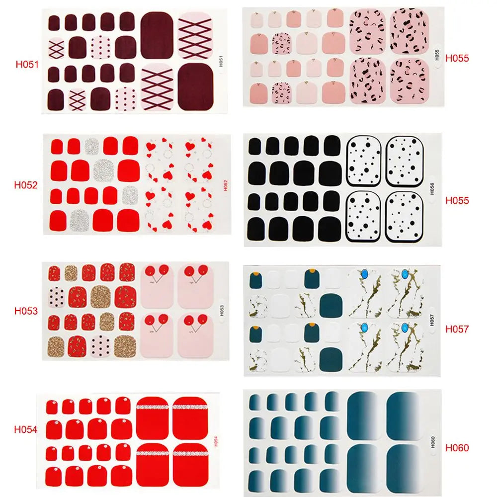 22PCS Toe Nail Stickers/Strips Nail Art Fake Nails Stickers for Nails Toe Self-Adhesive Feet Stickers for Girls DIY Zpaxo