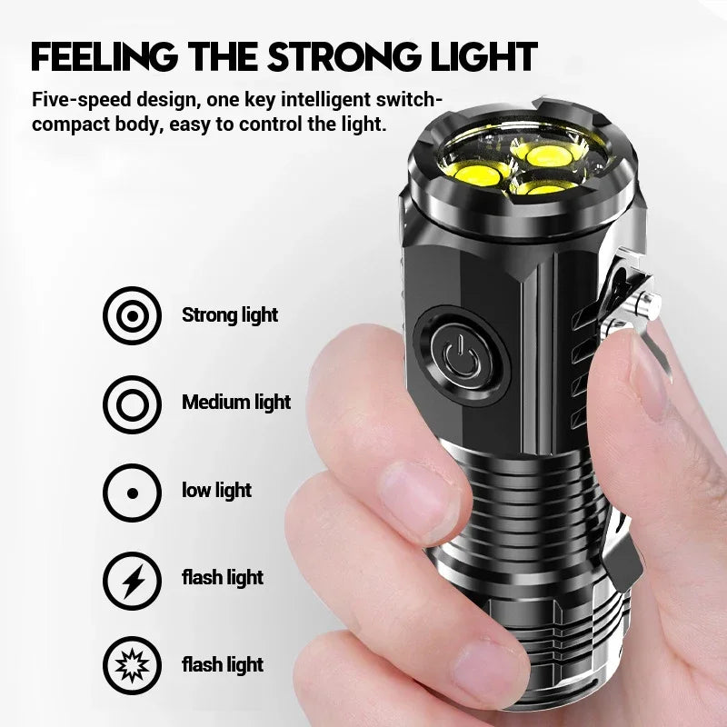 KDULIT Mini Rechargeable LED Flashlight | Pen Clip & Magnet