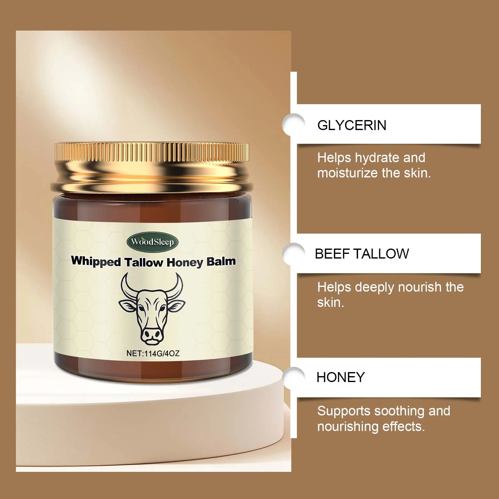 WOODSLEEP Tallow Honey Balm – Nourishing Firming Body Cream Body & Face Cream Zpaxo