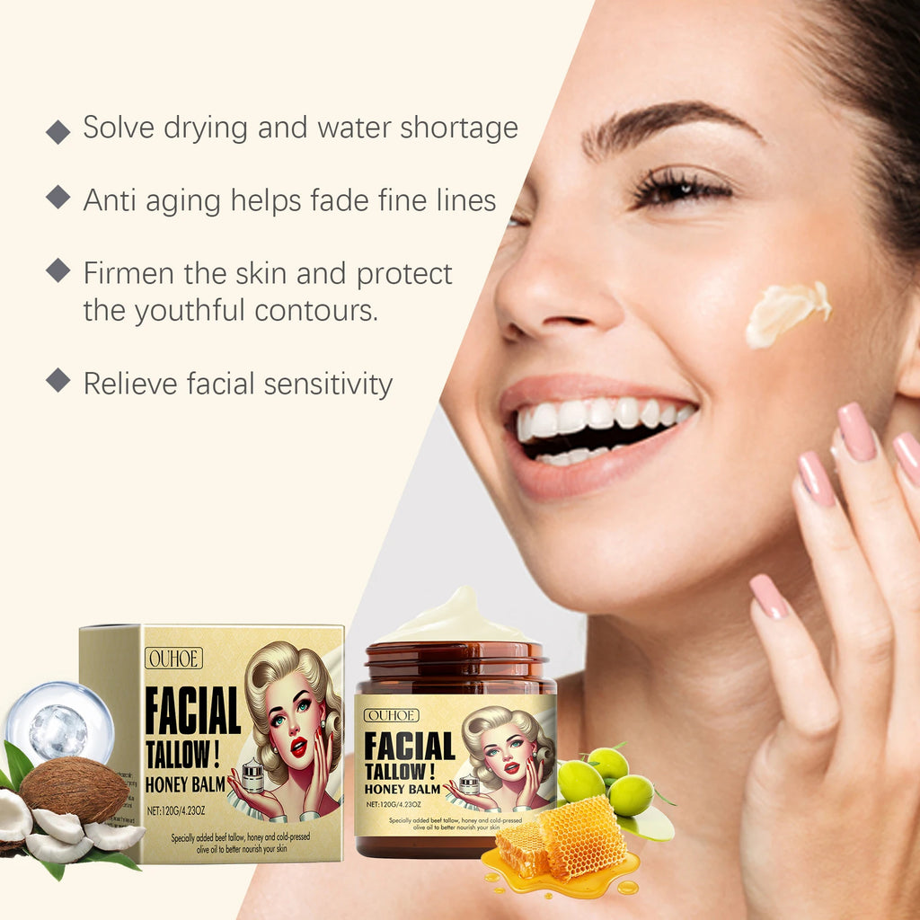 Tallow Honey Balm Fine Lines Removal Lifting Firming Tighten Smooth Improve Puffiness Hydrating Nourish Moisturizing Face Cream Zpaxo