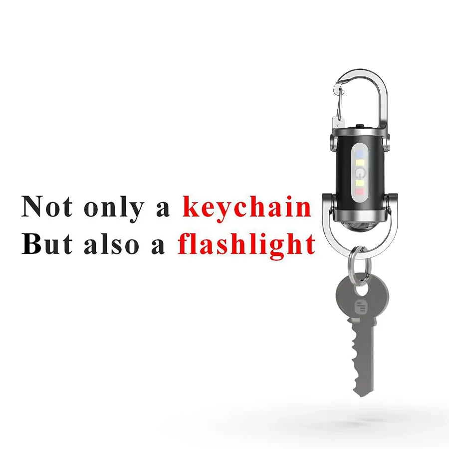 Mini COB LED Keychain Flashlight – USB-C Rechargeable Torch