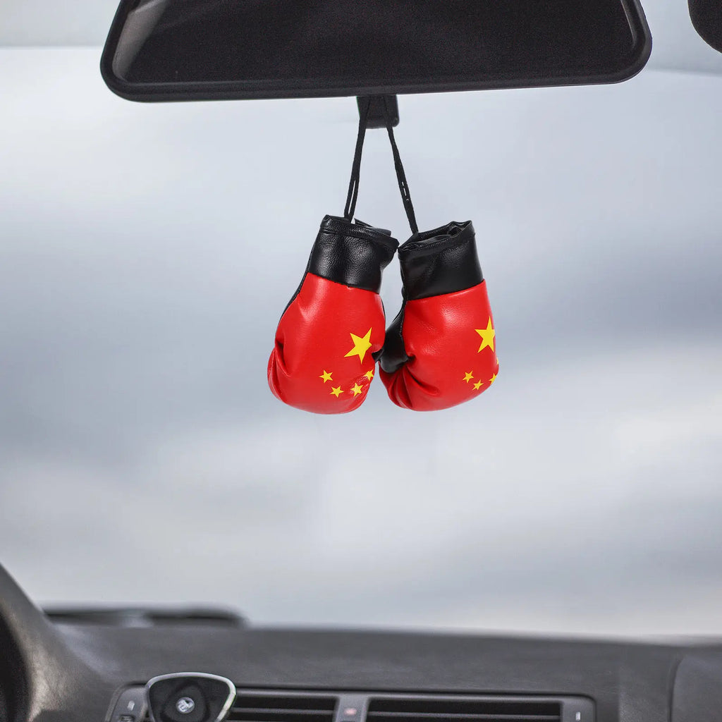 1Pair Mini Boxing Gloves Keychain Chinese National Flag Pattern