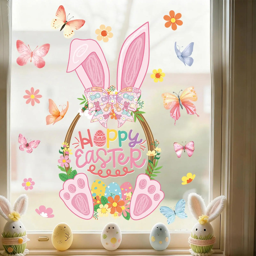 Easter Window Clings Static Decals Double Sided Spring Bunny Decor