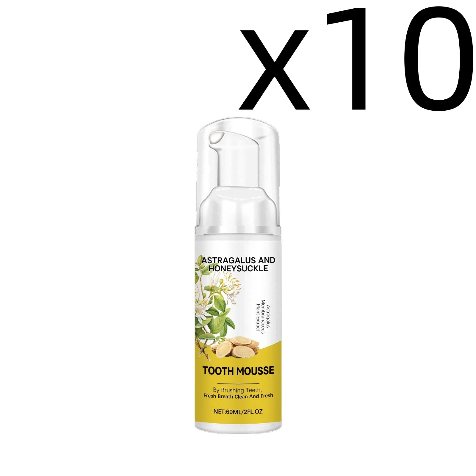 Astragalus Foam Toothpaste Mousse – Whiten & Freshen Breath 60ml Foam Toothpaste Mousse Zpaxo 60ml X 10PCS