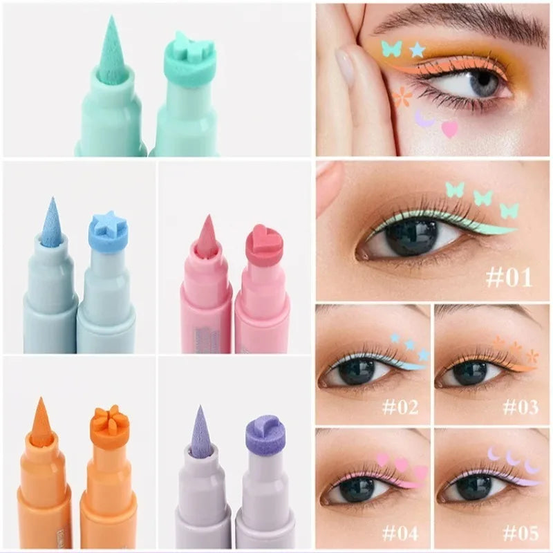 Colorful Double-headed Eyeliner Stamp Pen Waterproof Quick Drying