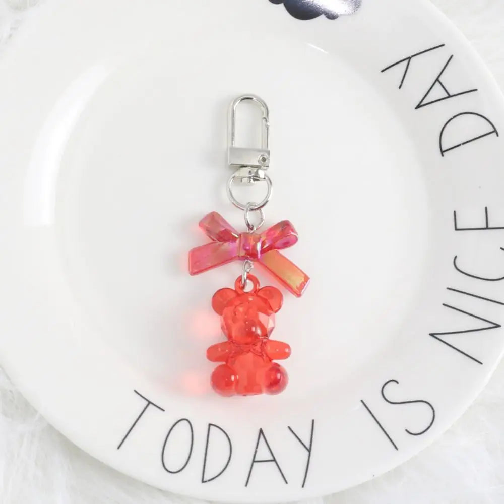 Bag Decoration Resin Gummy Bear Keychain Candy Heart Cute Car Keyring Zpaxo red-bear
