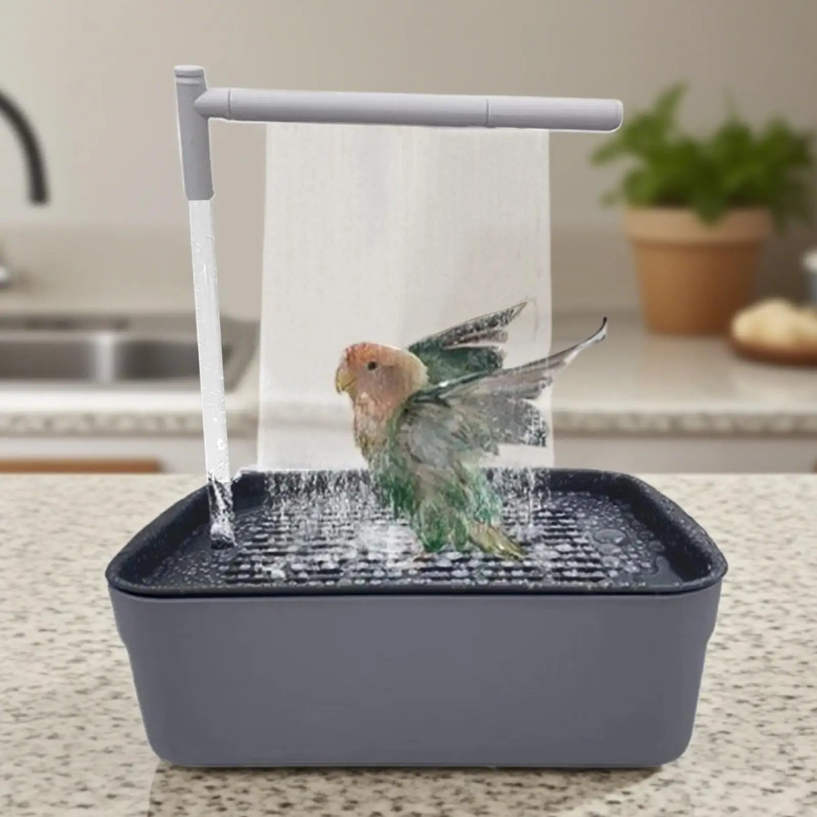 Parrot Bath Automatic Bird Bath Parrot Shower Rechargeable Tub with Circulating Faucet Pet Supplies Bathing Accessories Zpaxo Default Title