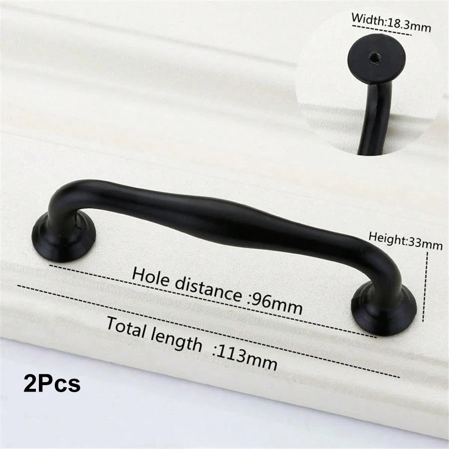 1/2Pcs Black Cabinet Handles Aluminum Alloy Cabinet Pulls Drawer Knobs for Kitchen Bathroom Closet Cupboard Wardrobe Hardware Zpaxo 2Pcs 96mm