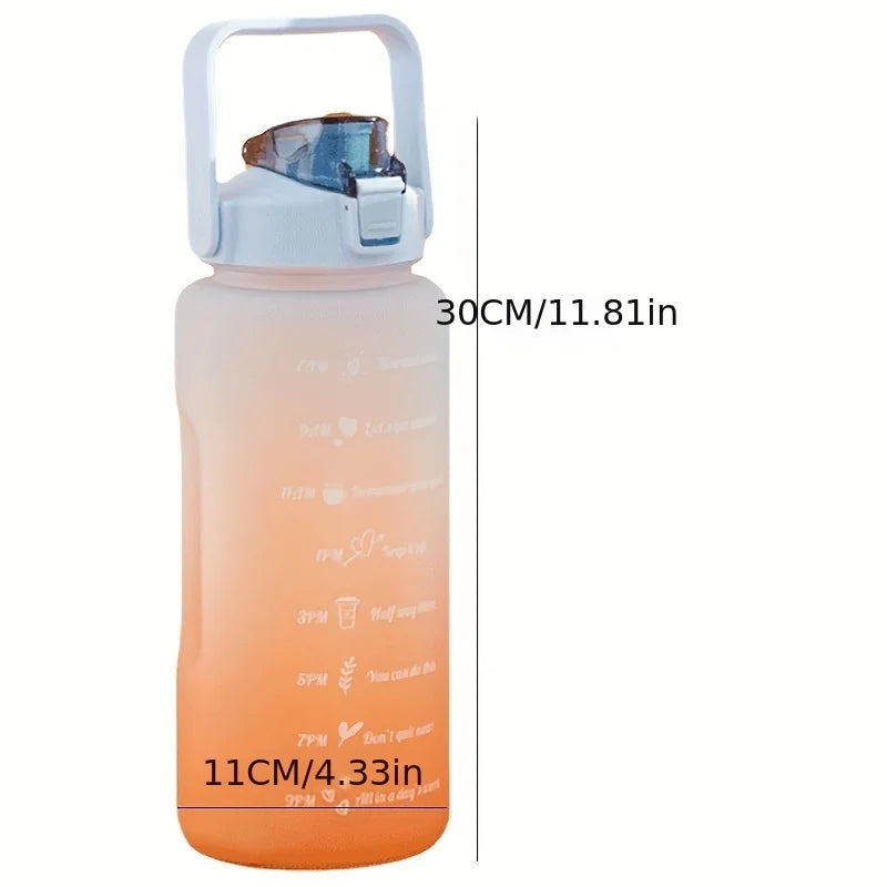 2l/900ml Water Bottle Liter Stay Hydrated Motivated Leakproof Plastic Sport Bottle Reminder Times Sports Outdoor Fitness Office Zpaxo