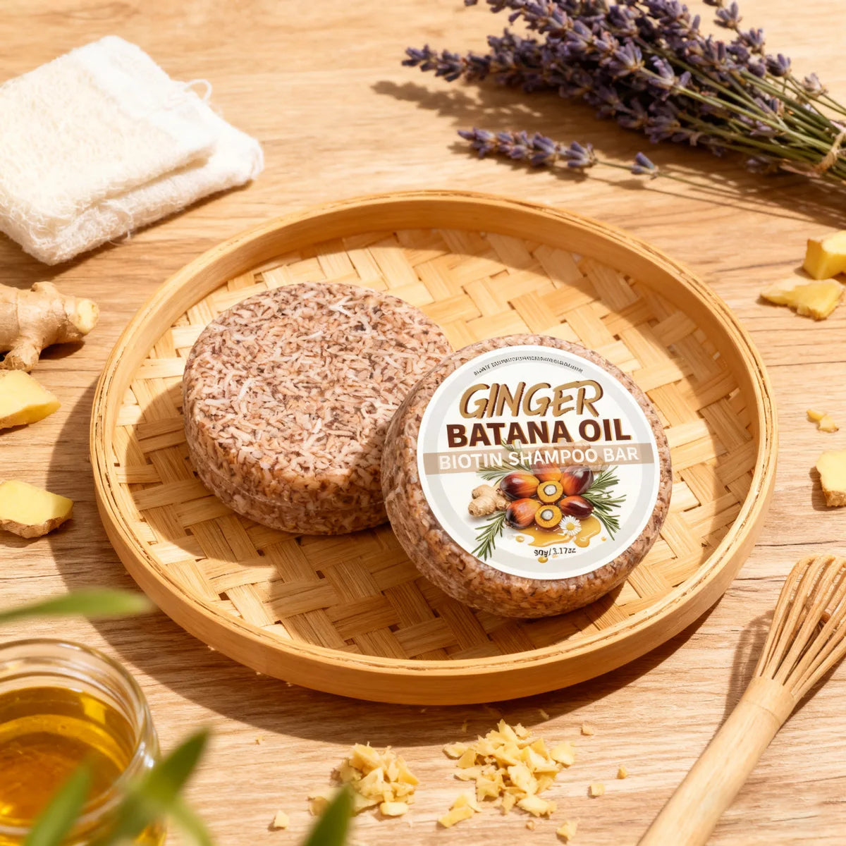 Batana & Ginger Oil Shampoo Bar – Natural 2-in-1 Hair Soap 90g Shampoo Bar Soap Zpaxo 90g