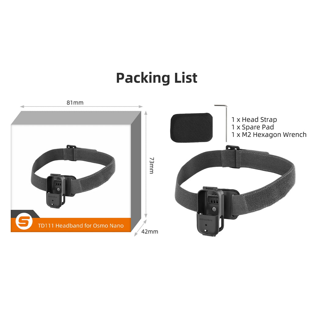 Elastic Retention Strap Osmo Nano Camera Adjustable Headband Mount