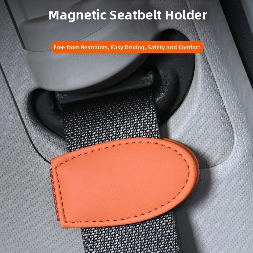 Magnetic Car Seat Belt Clip Adjustable PU Fixed Limit Stable Zpaxo