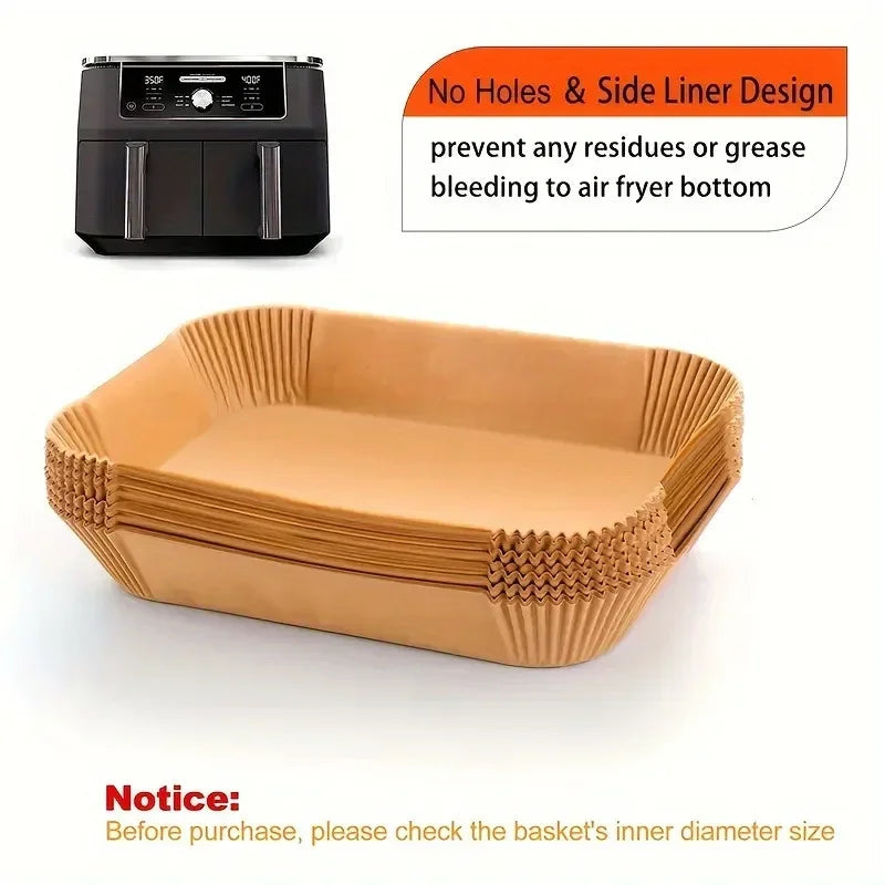 50/100pcs Disposable Air Fryer Paper Non-Stick Kitchen Baking Airfryer Mat Oilproof Micro-wave Barbecue Pad Baking Paper Zpaxo
