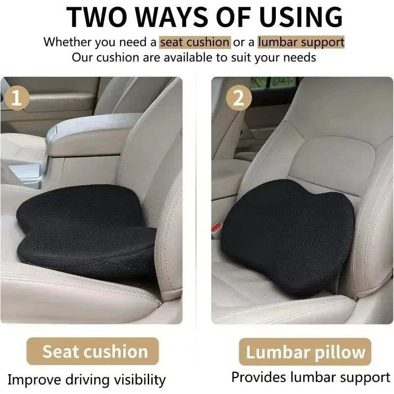 2-in-1 Memory Foam Car Seat Cushion – Ergonomic Driver Pad