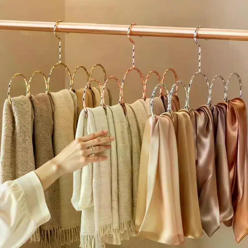 High Manganese Steel Scarf Hanger 5 Loop Over Rod Tie Belt Organizer Closet Storage Solution Snag-Free Accessory Holder Zpaxo