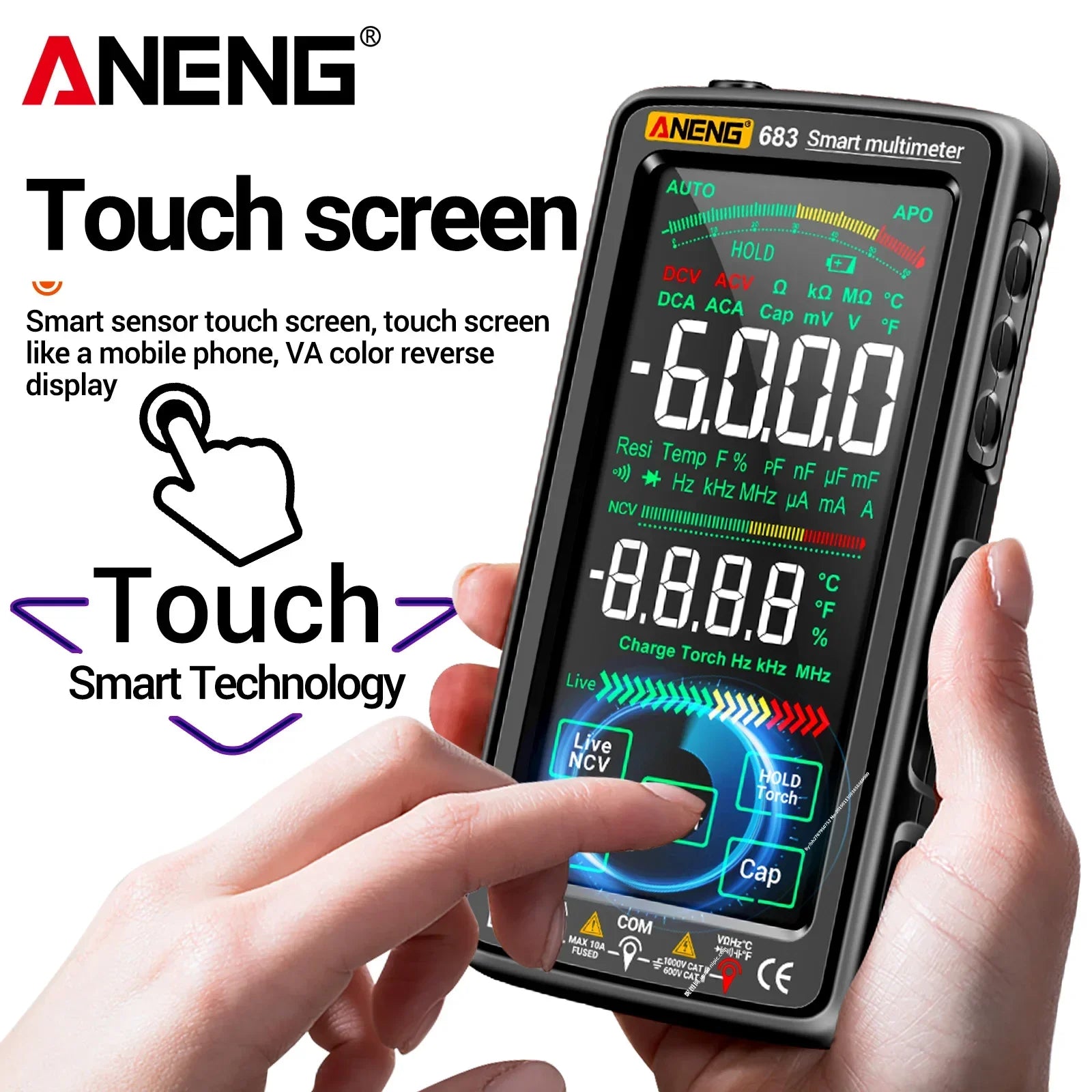 ANENG 683 Smart Multimeter Counts Multimetro Test Multitester AC DC
