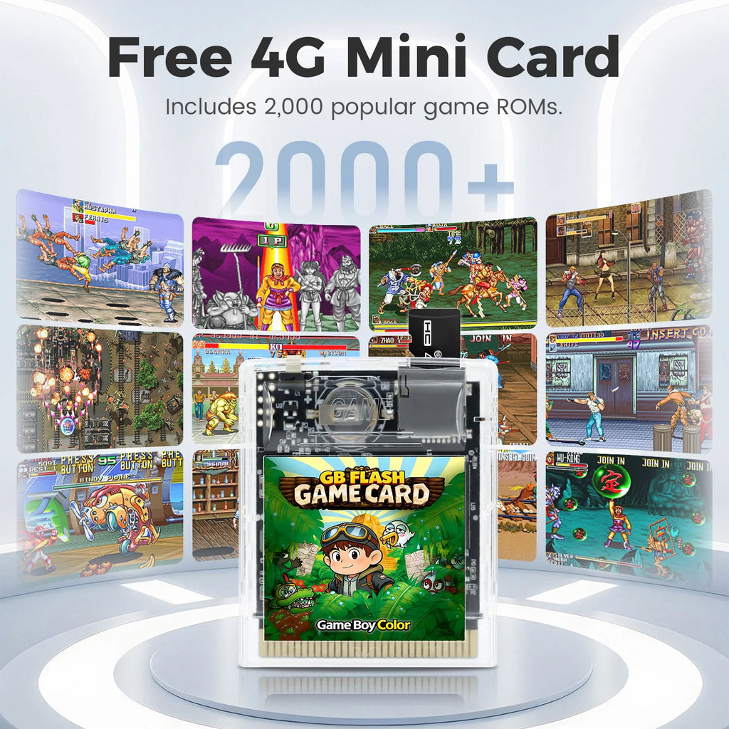 Upgraded OS V4 GBC Game Card with 2000 Games & 4GB TF Card Included for GB/GBC/GBA SP/GBP Handheld Game Console Vedio Flash Card Zpaxo