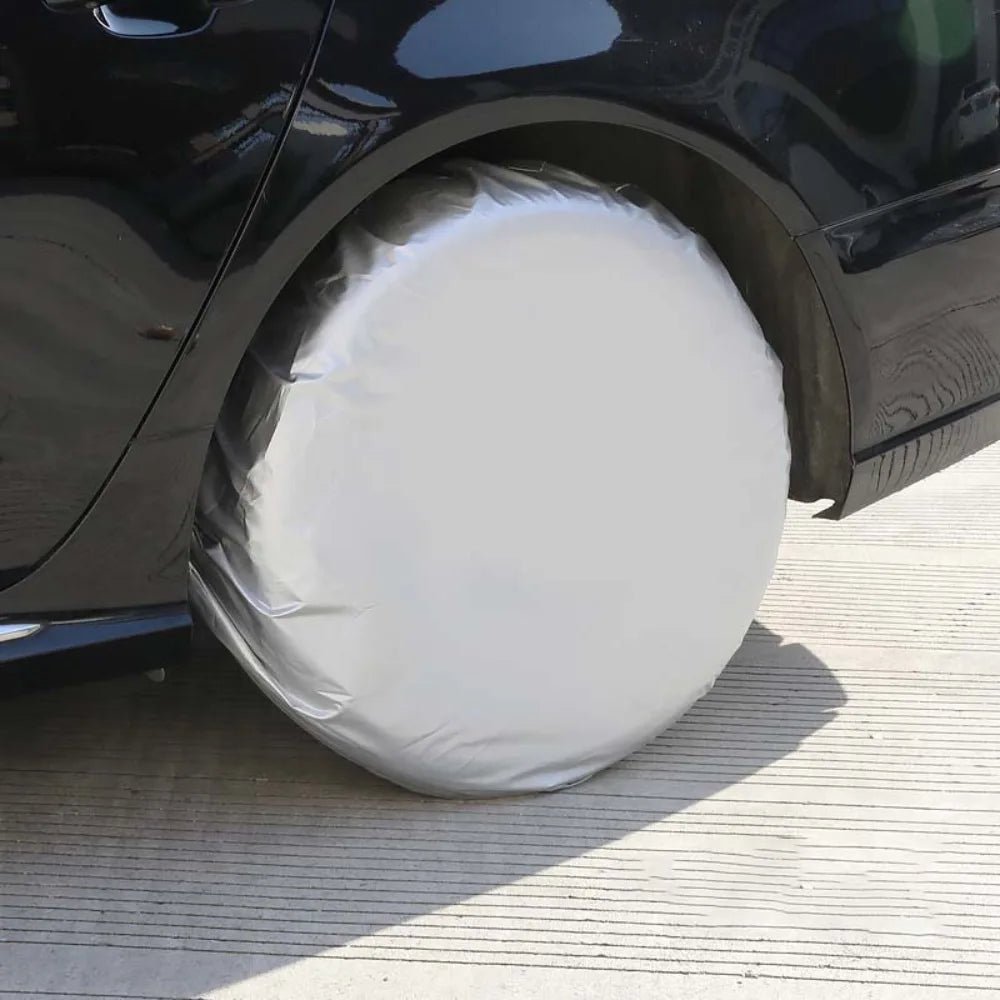 Waterproof Universal Wheel Tire Covers UV Sun Protector Full Wrapped Zpaxo Silver