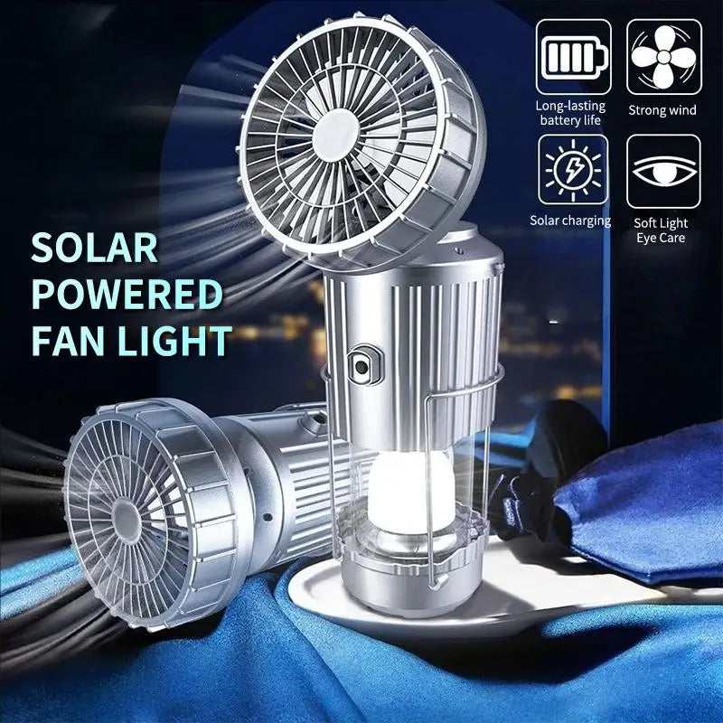 3-in-1 Solar Camping Light, Flashlight & Fan | Outdoor Lamp