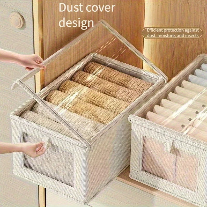 Large Fabric Storage Boxes Flip Window Clothes Underwear Quilts
