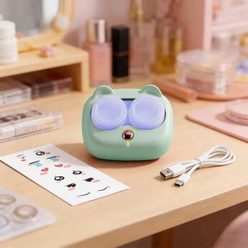 2026 Ultrasonic Contact Lenses Cleaner with Removable Portable Box Tear Protein Removal Machine Compact Contact Lenses Cleaning Zpaxo