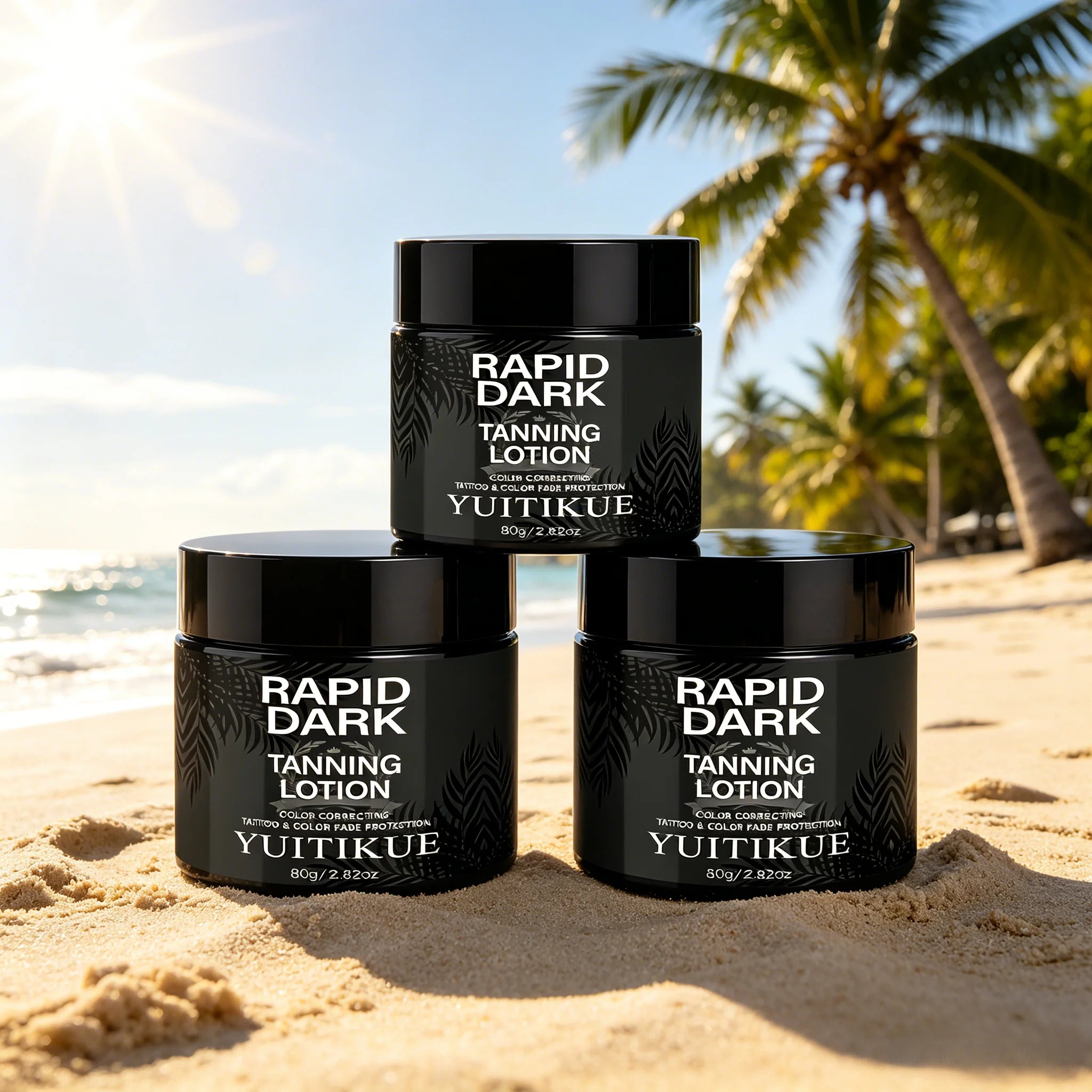 YUITIKUE Rapid Dark Tanning Lotion – DHA Self Tanner 80g Self Tanning Lotion Zpaxo 3pc