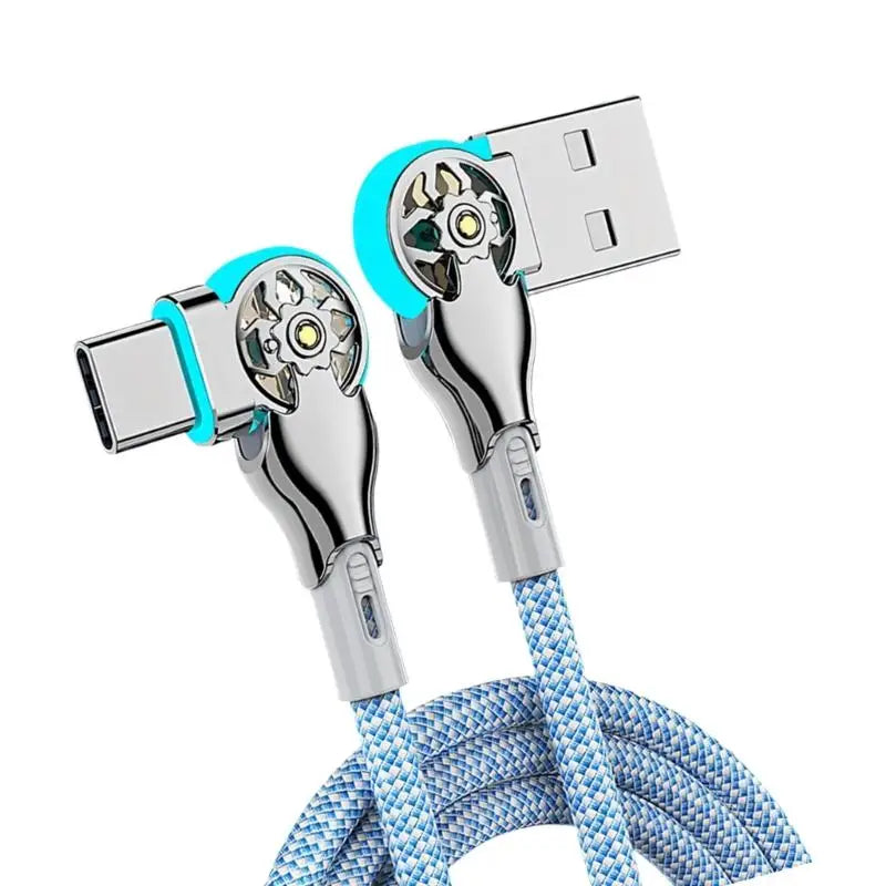 Y1UB Ergonomic 180 Degree Angled Braided USB C Charging Cable