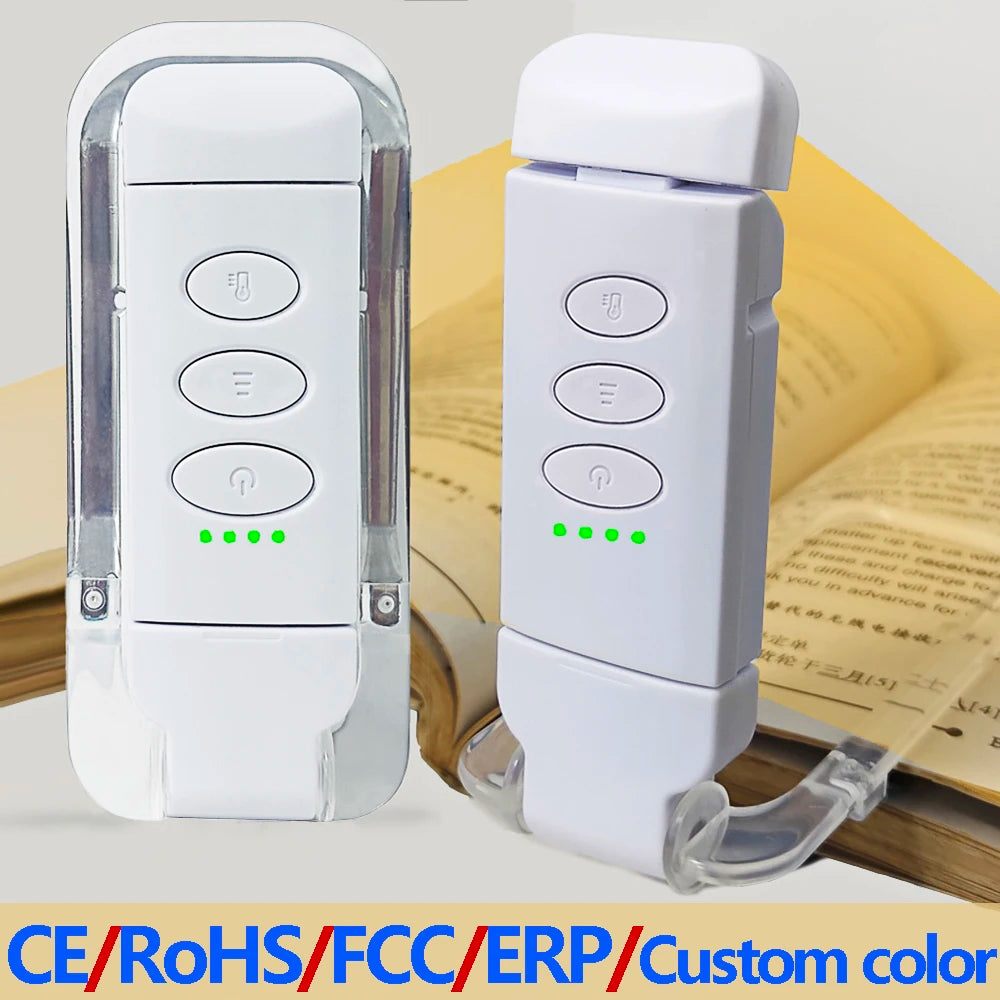 USB Rechargeable LED Book Reading Light Dimmable Night Lights Clip Zpaxo WHITE USB Plug China Mainland