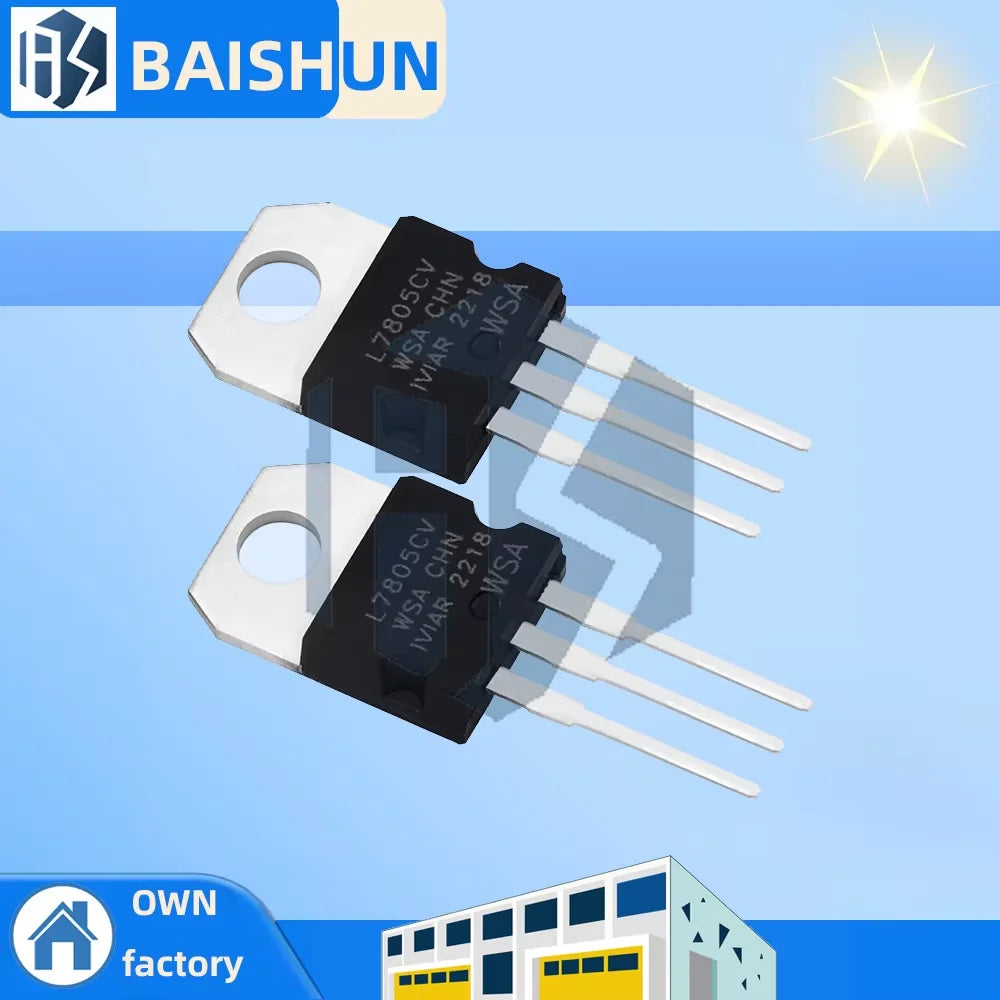 100pcs LM7805 L7805 7805 L7805CV Voltage Regulator IC 5V 1.5A TO-220 Zpaxo Default Title