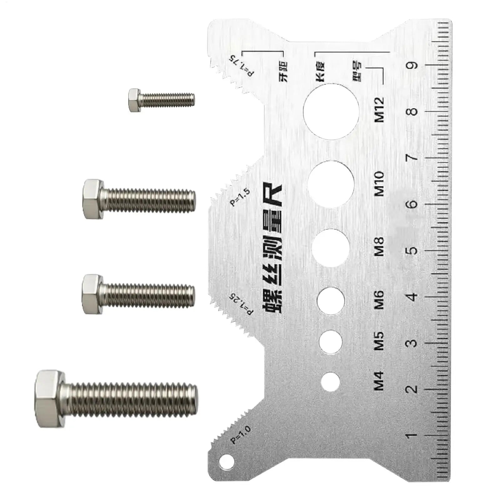 Stainless Steel Double-Sided Bolt Gauge Card Screw Measuring Calipers Thread Specification Measurment Tools Zpaxo