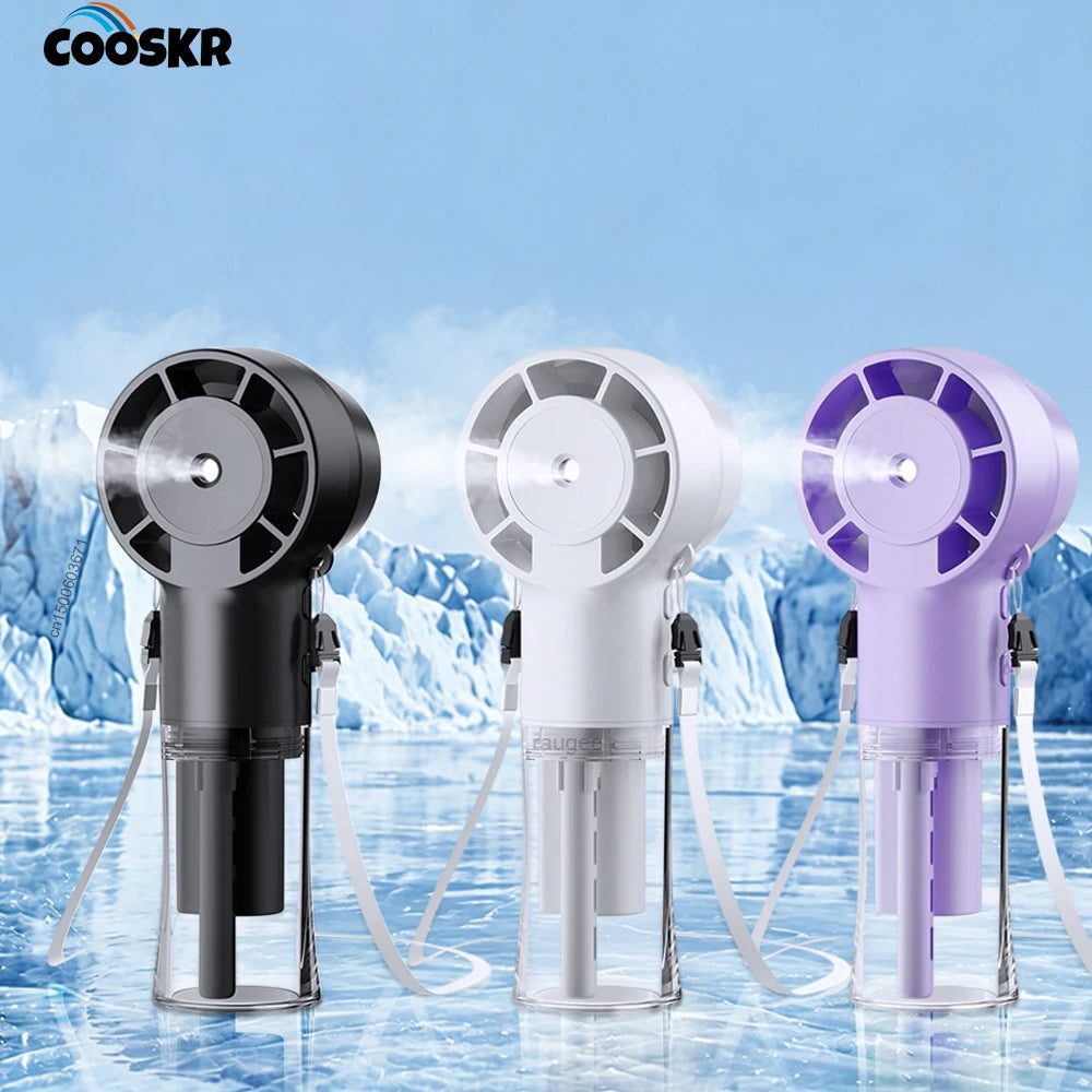 Water Mist Fan Portable Handheld Humidifier Sprayer Rechargeable 4