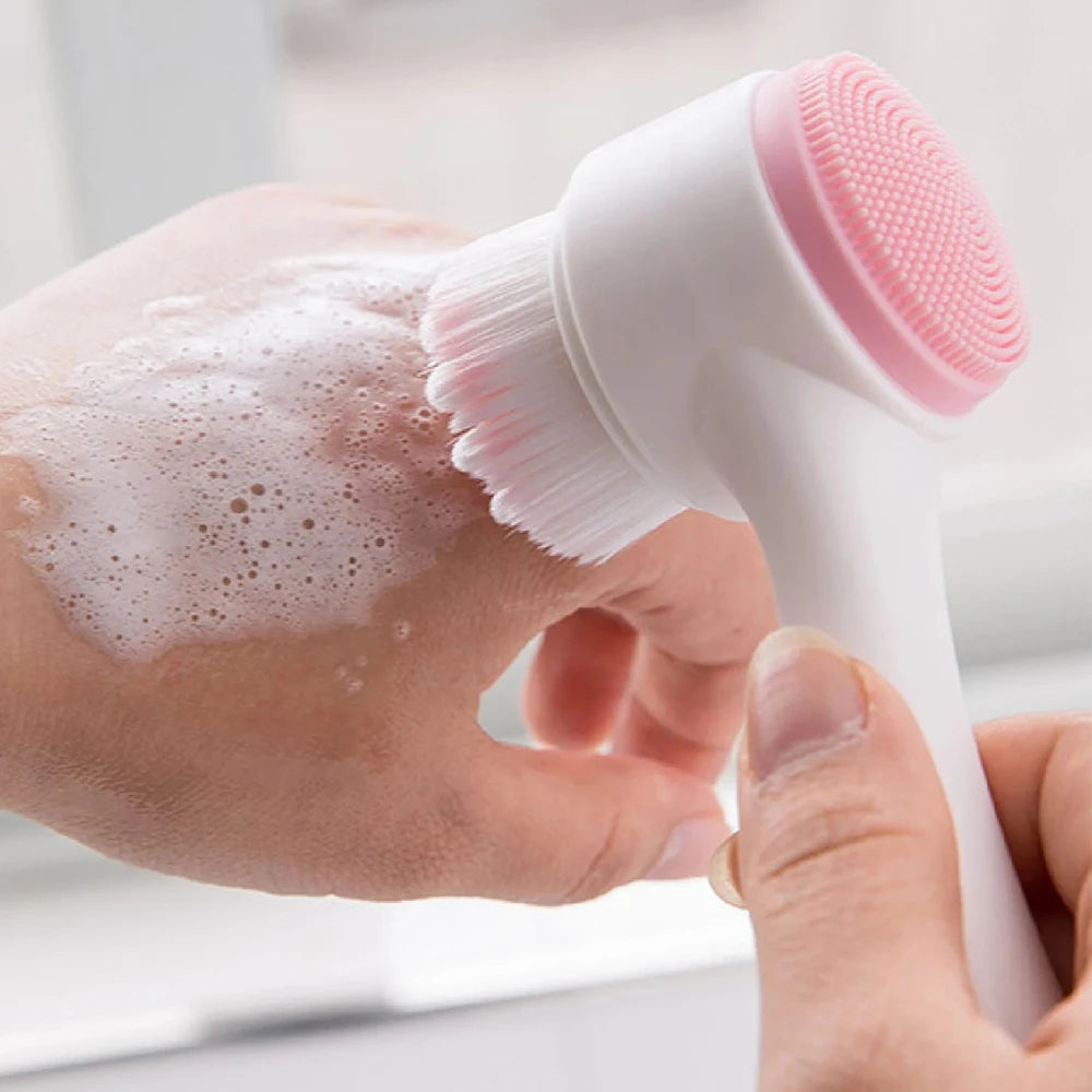 1Pc 2-in-1 Facial Cleansing Brush Manual Silicone Double Sided Soft Face Wash Brush Bristles Exfoliator Skin Care Zpaxo