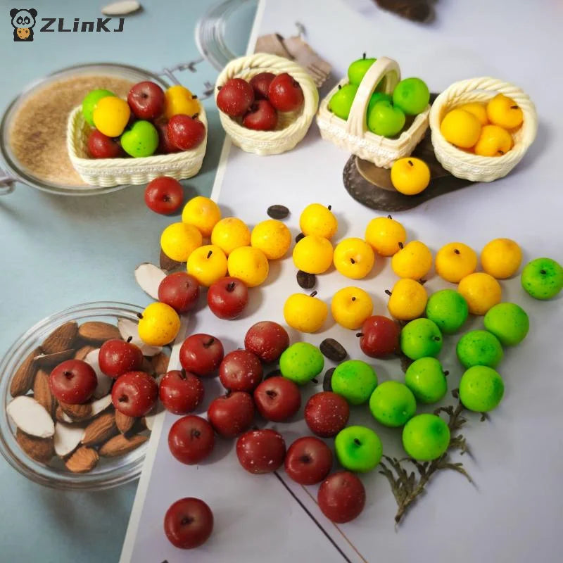 ▶5Pcs Mini Simulated Little Apple Doll Accessories Toys 1/12 Dollhouse Miniature Food Play Scene Decoration Zpaxo