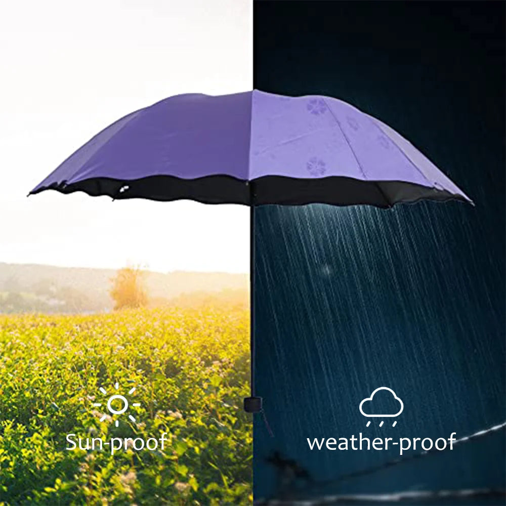 Magic Folding Umbrella with Rainwater Pattern Windproof and Sunshade Umbrella Outdoor Sports UV Protection Umbrella Zpaxo