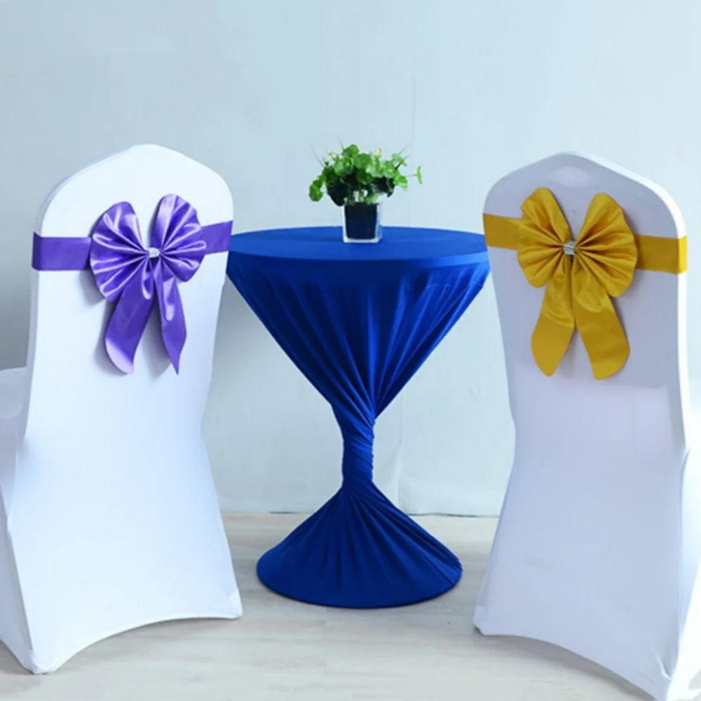 Elastic Bow Tie Chair Sash Band – Wedding & Event Décor