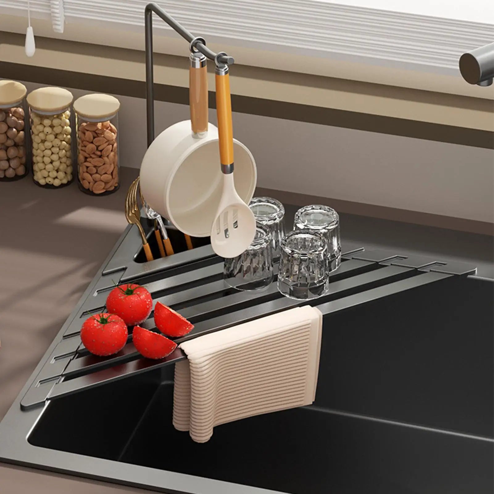 Dish Rack Foldable Metal Triangle Rustproof Stand Drainers Sink